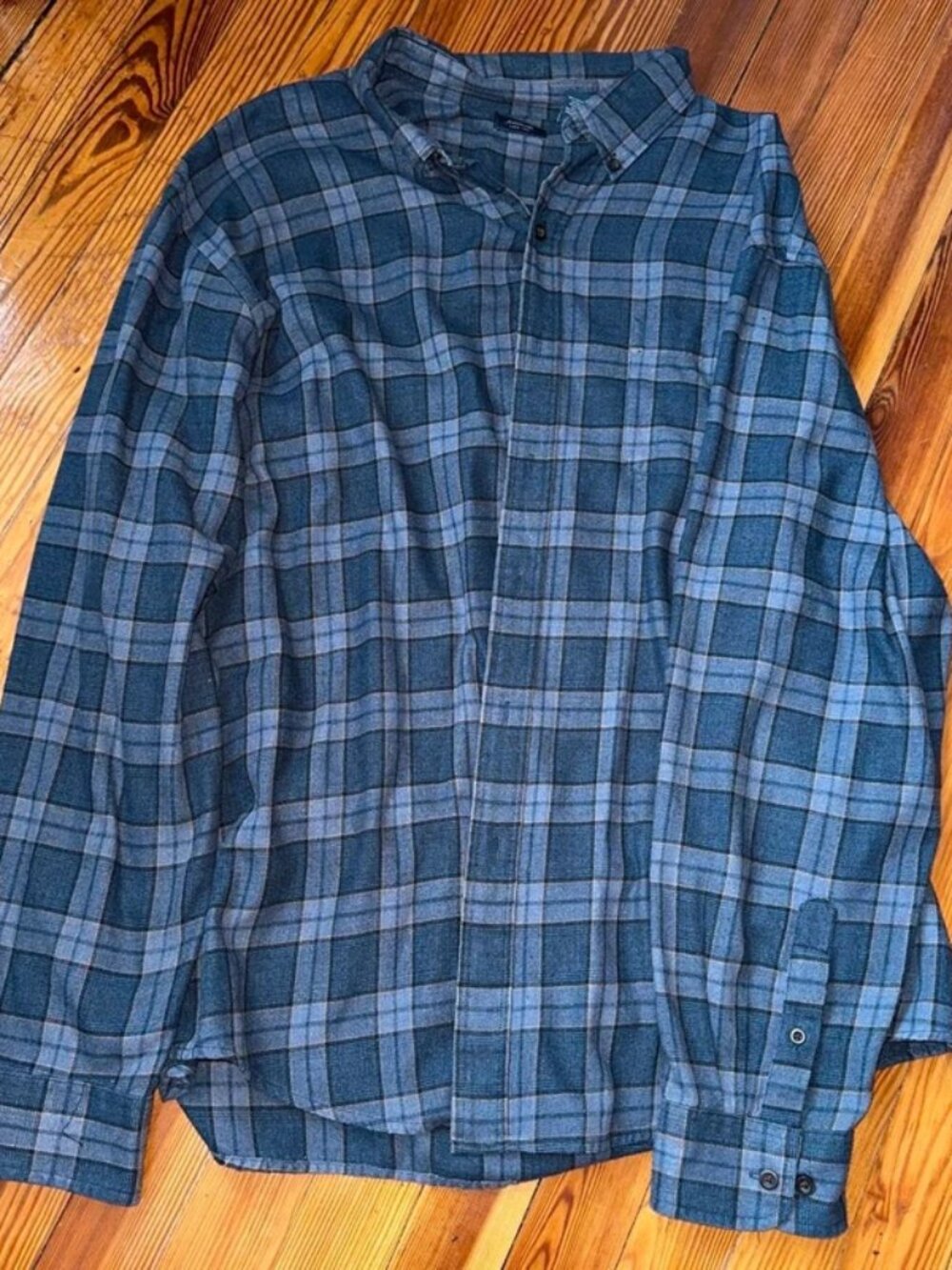 Arrow Blue Grey Plaid Flannel Button Up Shirt XXL